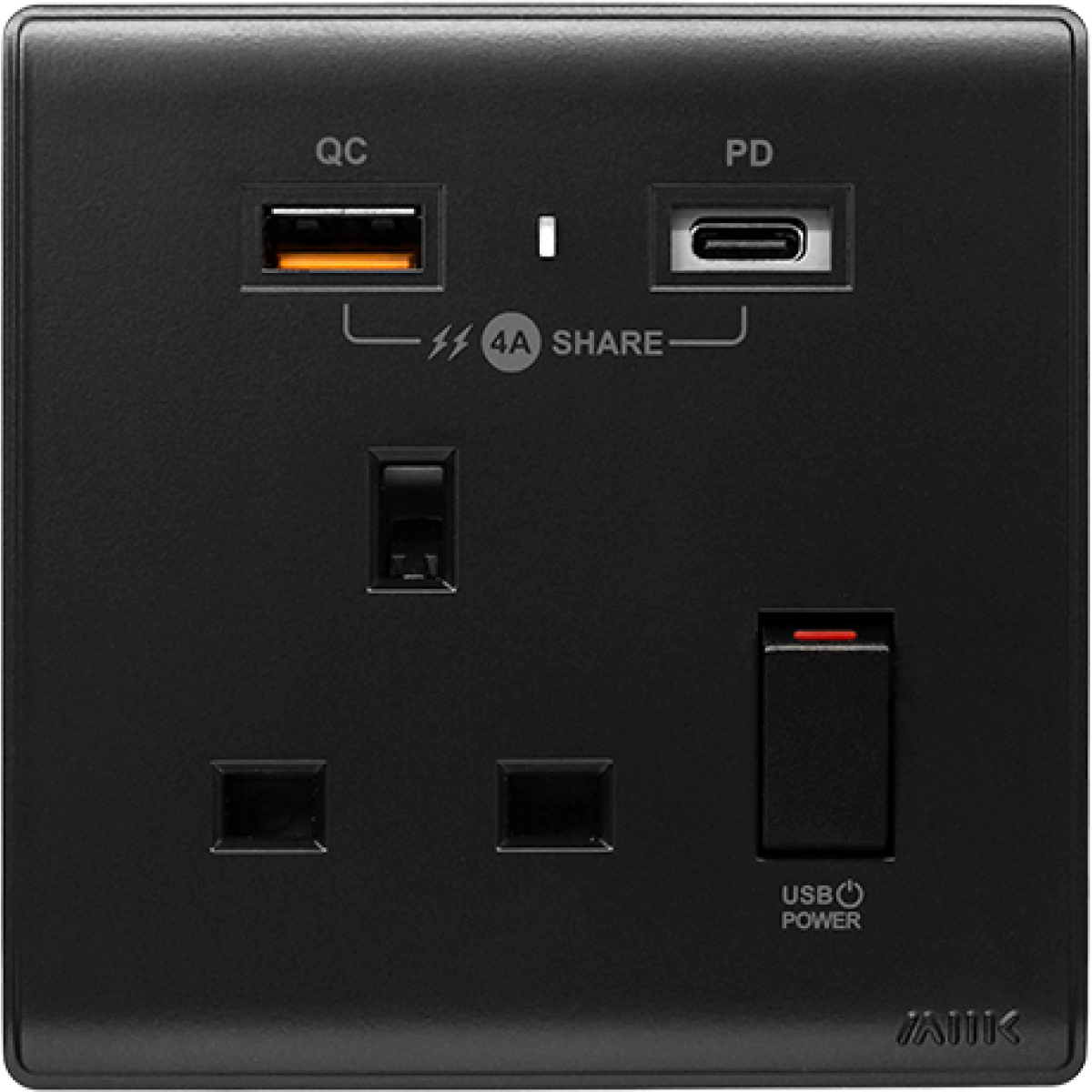 M2K PD105AP4-B 4A 單位 PD/QC USB 電掣插座 (黑色) M2K PD105AP4-B 4A 單位 PD/QC USB 電掣插座 (黑色)
